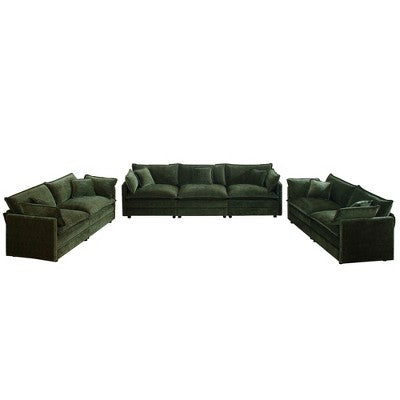 GDFStudio Kelsen Mid-century Modern 3 Piece Chenille Upholstered Sofa Set with Pillows