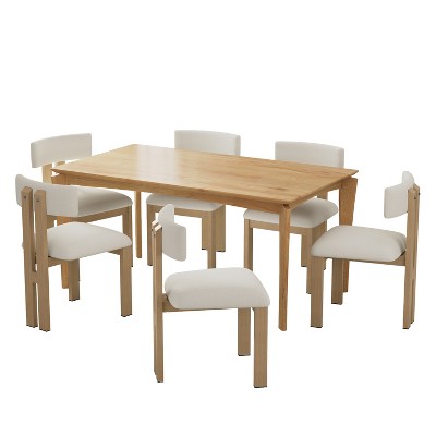 Christopher Knight Home Benao 7 Pieces Wood and Metal Upholstered Dining Set