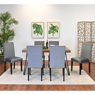 Roundhill Furniture Ashzo Dining Set, Hairpin Dining Table with 6 Chairs, 7-Piece