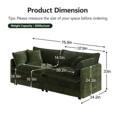 GDFStudio Kelsen Mid-century Modern 3 Piece Chenille Upholstered Sofa Set with Pillows