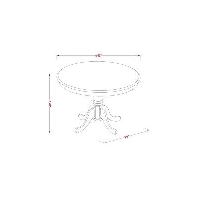 3-Piece Linen White Finish Solid Wood Top-Round Dining Room Set-Seats 4
