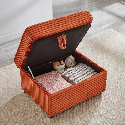 GDFStudio Tenley Modern Chenille Accent Chair with Storage Ottoman, Cup Holder and Convertible Armrest Table