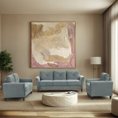 GDFStudio Klee Modern 6-Seater Velvet Upholstered Seating Set with Thick Cushions