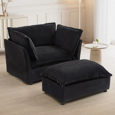 GDFStudio Becky Modern 47 Armchair Sofa with Movable Ottoman