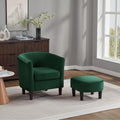 Velvet Accent Chair with Ottoman, Modern Barrel Chair Armchair for Living Room, Bedroom