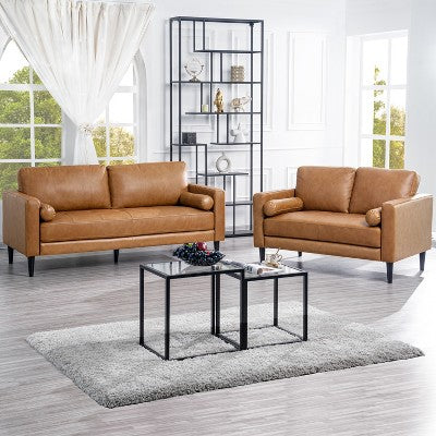 Home Imports Emporium Upholstered Chair, Loveseat and Sofa Set Combos for Living Room in Tan, Leather