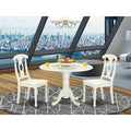 HomeStock Linen White Round Dining Table Set with 2 Chairs