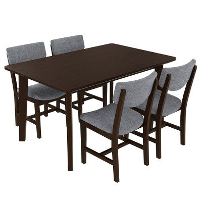 Rustic Wood Dining Table Set for 4, 5 Pieces Rectangular Table Set with Upholstered Chairs for Small Space Kitchen