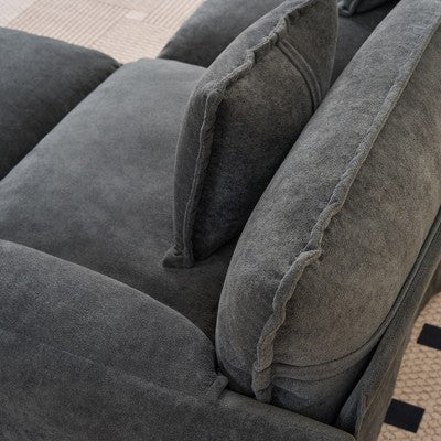GDFStudio Jorah Modular 2 Piece Chenille Upholstered Sofa Set with 3 Pillows and Storage Pockets