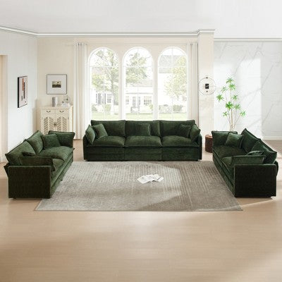 GDFStudio Kelsen Mid-century Modern 3 Piece Chenille Upholstered Sofa Set with Pillows