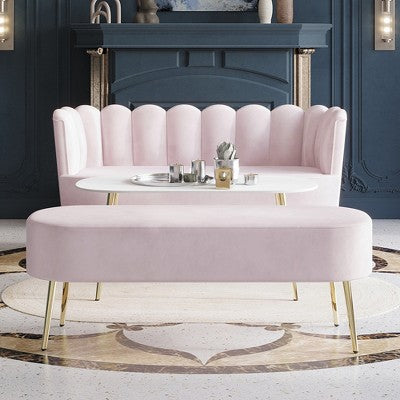 ChaletPosh Velvet Sofa with Bench And Coffee Table