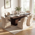 Christopher Knight Home Wichai Modern 7 Piece Wooden and Metal Dining Set with Upholstered Chairs