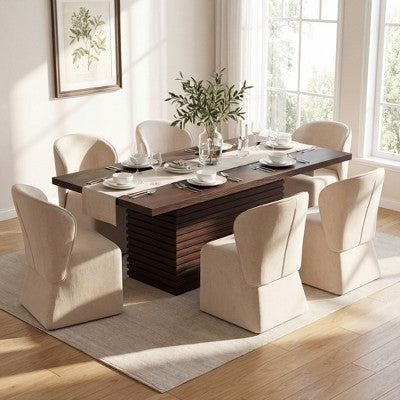 Christopher Knight Home Wichai Modern 7 Piece Wooden and Metal Dining Set with Upholstered Chairs
