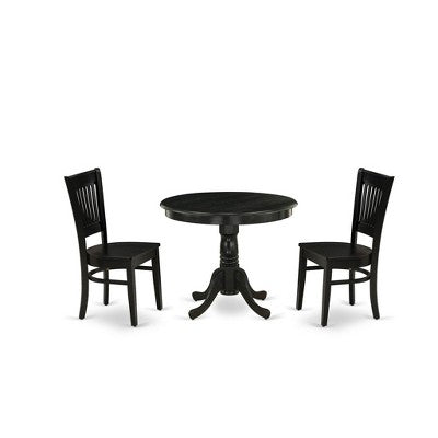HomeStock ANVA3 Black Round Pedestal Dining Set