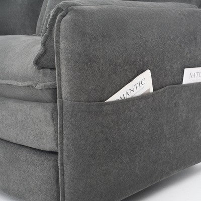 GDFStudio Jorah Modular 2 Piece Chenille Upholstered Sofa Set with 3 Pillows and Storage Pockets