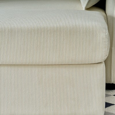 GDFStudio Renac Modern Corduroy Upholstered Chaise Lounge with Storage Ottoman and Pillows