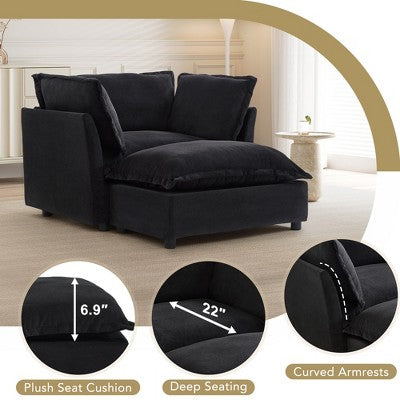 GDFStudio Becky Modern 47 Armchair Sofa with Movable Ottoman