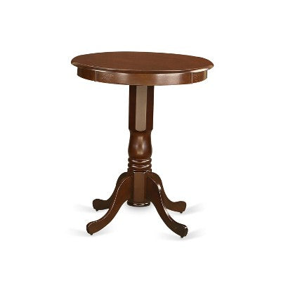HomeStock 5-Piece Round Mahogany Finish Solid Wood Top Dining table with 4 Chairs