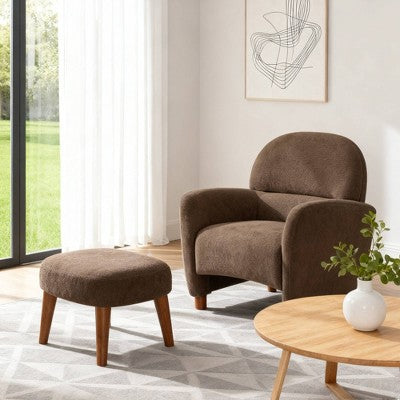 GDFStudio Leisure Fabric Upholstered Chair with Ottoman