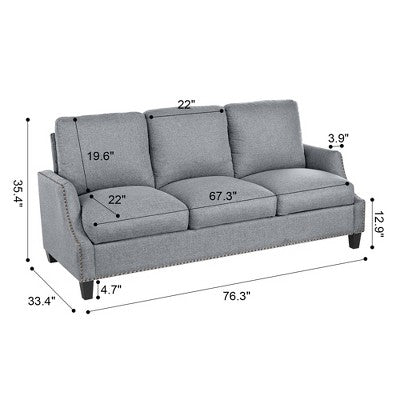 GDFStudio Cordoba Modern 3 Piece Upholstered Sofa Set with Nailhead Trim