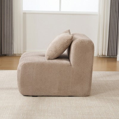 GDFStudio Solen Modern 31 Boneless Upholstered Tufted Accent Chair with Ottoman and Pillow
