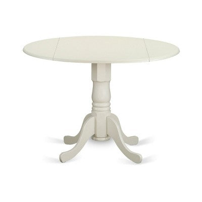 HomeStock Linen White Round Dining Table and 4 Chair Set Modern