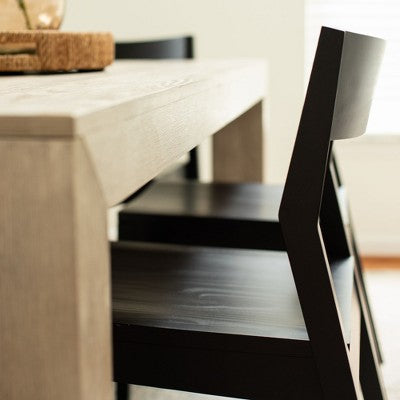 Plank+Beam 72 Modern Solid Wood Dining Table Set, Black Wirebrush, + 6 Chairs