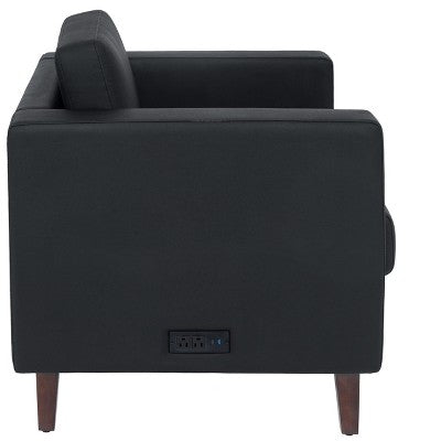 Flash Furniture HERCULES Artemis 3 Piece Upholstered Reception Set, 8 AC Outlets/4 USB/4 USB-C Ports and Wood Walnut Legs with Adjustable Floor Glides