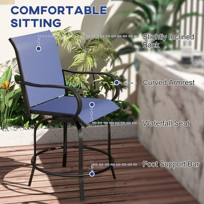 Outdoor Bar Stools Set of 2, 360 Degree Swivel Bar Height Chairs, 26.75 x 29.5 x 48.5