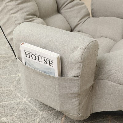 GDFStudio Sorrel Modern 360 Swivel Linen Upholstered Chair with Adjustable Backrest and Ottoman
