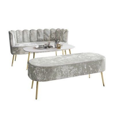 ChaletPosh Velvet Sofa with Bench And Coffee Table