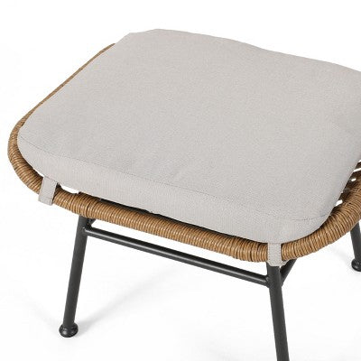 GDFStudio Izidro Indoor Boho Modern Wicker 4 Piece Club Chair and Ottoman Set