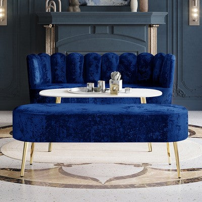 ChaletPosh Velvet Sofa with Bench And Coffee Table
