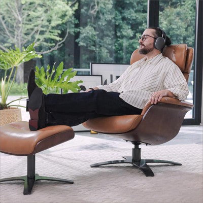 Spruce&Spring Swivel Recliner Chair Set Accent Chair with Ottoman and Adjustable Headrest