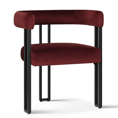 7-Piece Dining Table Set with Velvet Chairs, Modern Oval Black Table & Upholstered Armchairs with Metal Legs for Dining Room-Panipeachy
