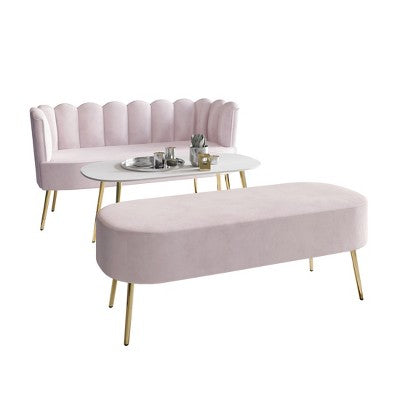 ChaletPosh Velvet Sofa with Bench And Coffee Table