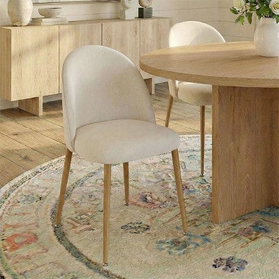 Japandi Round Dining Table Set For 6, Cross Base Pedestal Table With Upholstered Dining Chairs, Rustic Farmhouse 7-Piece Dining Set-Panipeachy