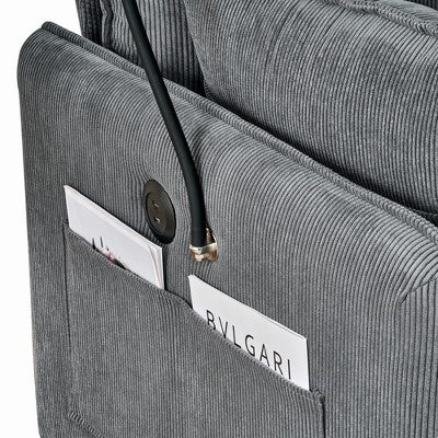 GDFStudio Renac Modern Corduroy Upholstered Chaise Lounge with Storage Ottoman and Pillows
