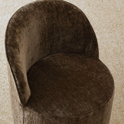 Dining Table Set for 4, Modern Barrel Chair with Wheels and Chenille Upholstery, Round Pedestal Table for Small-Dining Areas-Panipeachy