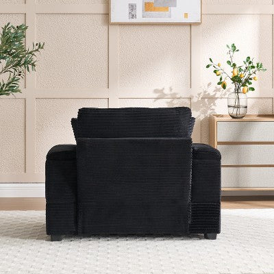 GDFStudio Ulen Modern Corduroy Upholstered Storage Chair with Ottoman and Detachable Cushions