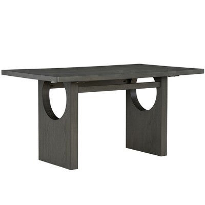 7-Piece Retro Dining Set, 1 Rectangular Table with Designed Trestle Base and 6 Upholstered Chairs - ModernLuxe