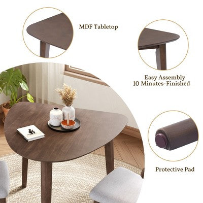 3-Piece Modern Dining Table Set, Triangular Side Table & 2 Curved Wood Chairs for Small Living Room Kitchen Studio - ModernLuxe