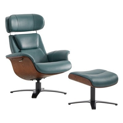 Spruce&Spring Swivel Recliner Chair Set Accent Chair with Ottoman and Adjustable Headrest