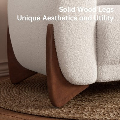 Modern Boucle Fabric Sofa Set - 1 Sofa and 2 chairs with Sleek Wooden Legs for Living Room or Home Office - Morden Fort