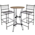 Sunnydaze 3-Piece Indoor Furniture Steel Wire Bar Set with Faux Woodgrain Tabletop - Brown - 3 pc