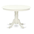 3-Piece Linen White Finish Solid Wood Top-Round Dining Room Set-Seats 4