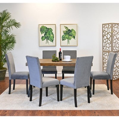 Roundhill Furniture Ashzo Dining Set, Hairpin Dining Table with 6 Chairs, 7-Piece