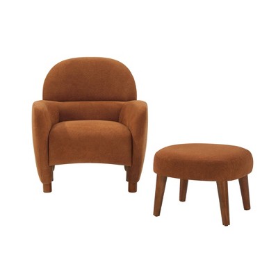 GDFStudio Leisure Fabric Upholstered Chair with Ottoman