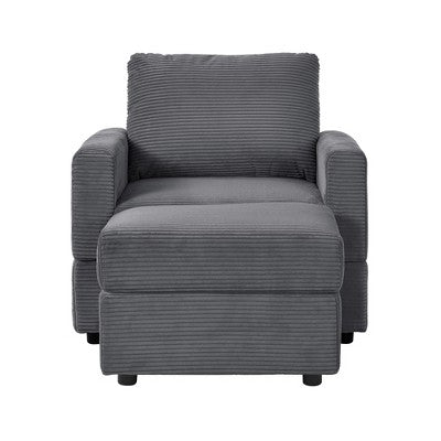 GDFStudio Warner Corduroy 32W Upholstered Accent Chair with Ottoman
