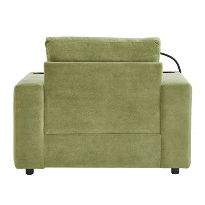 GDFStudio Roy Modern 42.5 Armchair Chaise Lounge Sofa with Movable Storage Ottoman and USB Ports